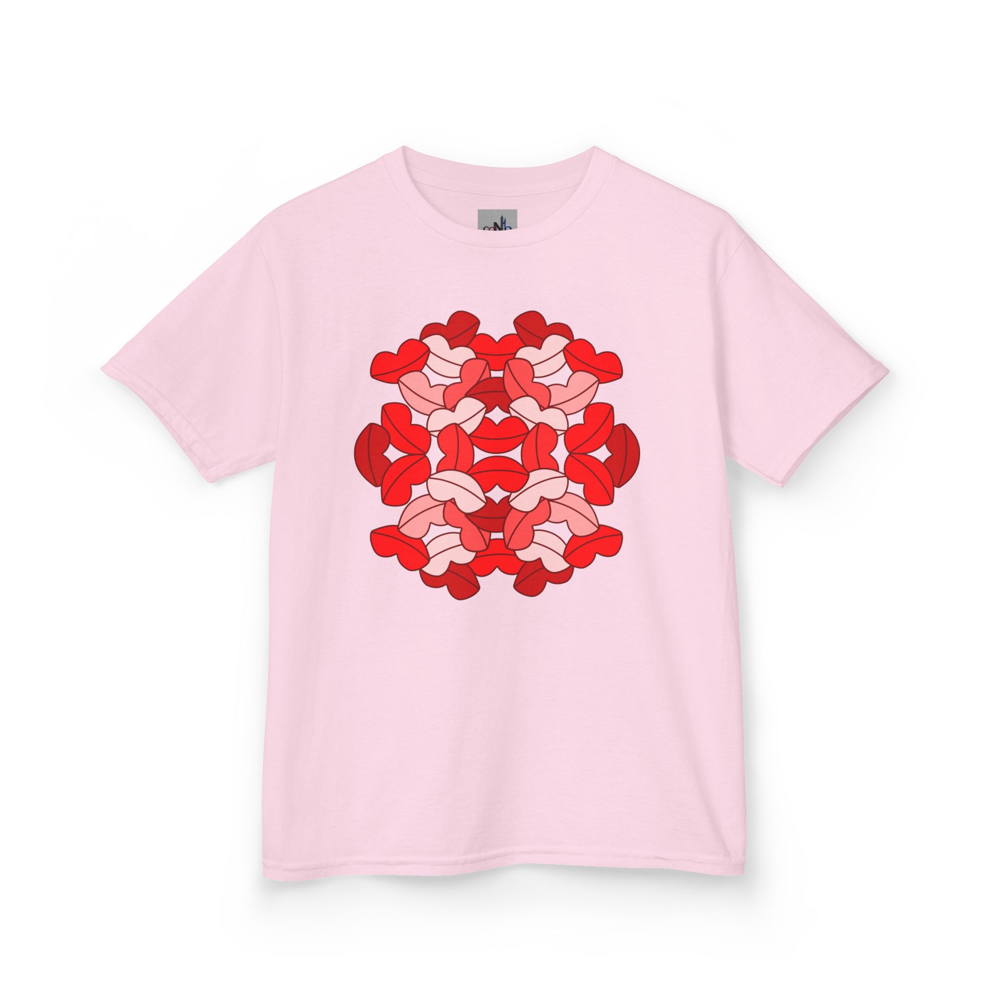 Ruby Lips Kids T-shirt is a collage of kisses from shades of ruby lips. Share the fun side of love with this bold statement for Valentine's Day or any day. This tee shows that all my kisses are in one place.