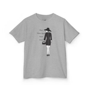 "Miss Mary Mack Kids T-shirt" is a quiet reminder of the endless hand clapping games we couldn't get enough of. This minimalist design depicts of a woman all dressed in black with silver buttons all down her back. A song and game that has been passed down through generations. Keep it alive with your little ones.