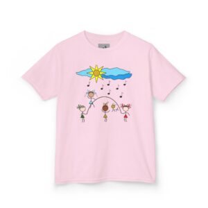 The "Girls Jump Rope T-Shirt" encourages healthy competition and the bond of friendship among peers. Smart Stick figures dressed for play. Minimalist art illustration.
