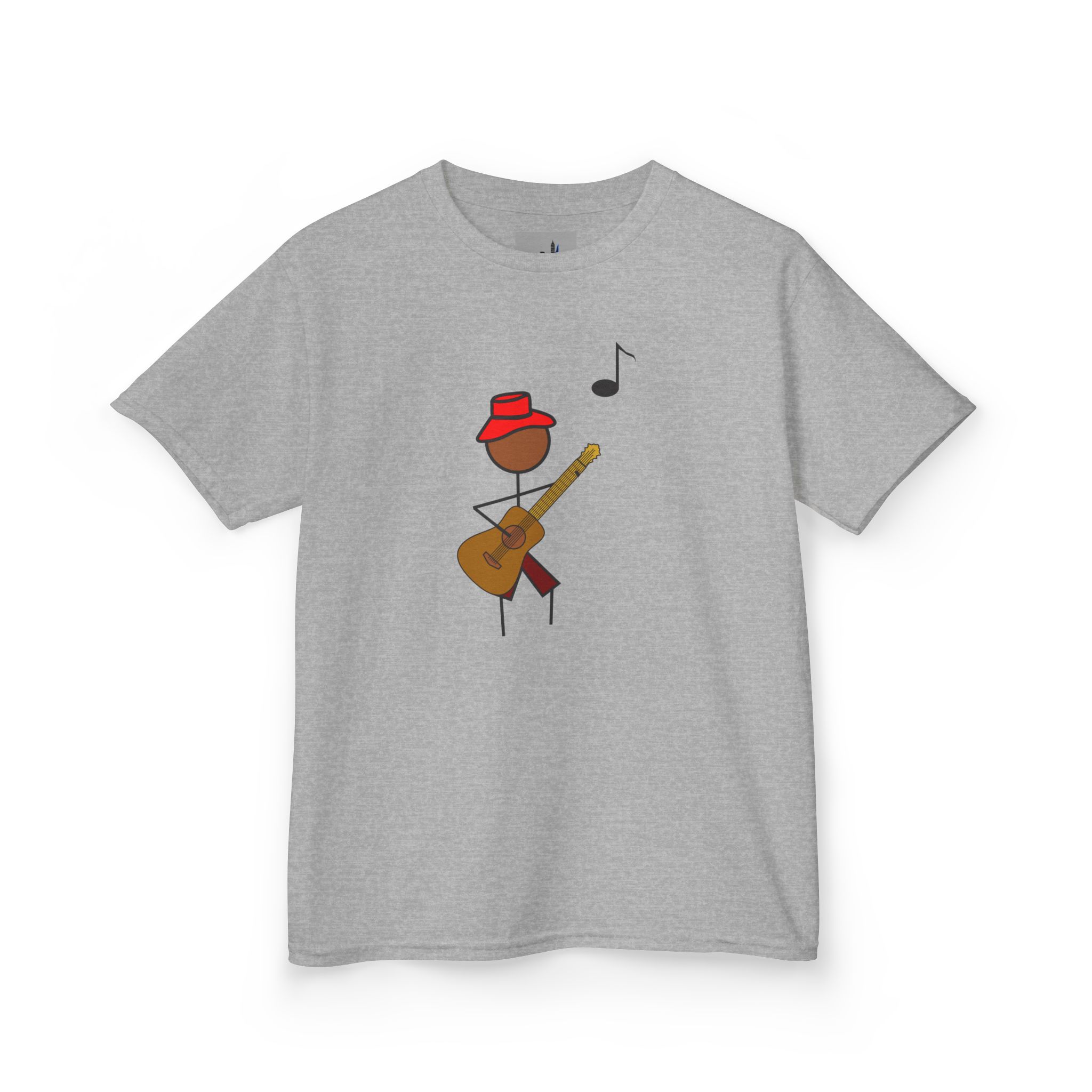 The classical guitarist kids t-shirt is a must have for aspiring young musicians! This is Classic Carl a simple stick figure arrayed in hat and comfy shorts a design that your kids will love.