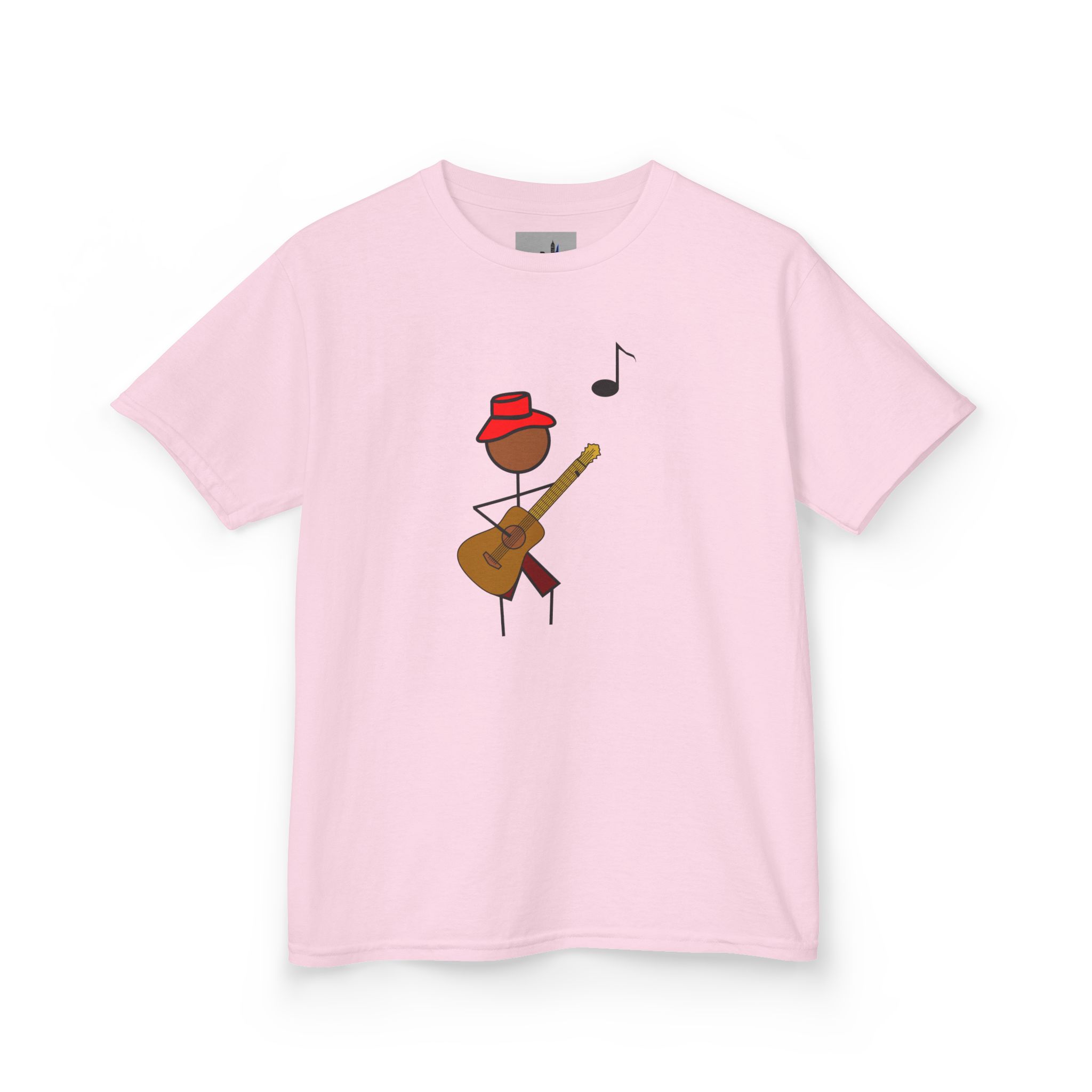 The classical guitarist kids t-shirt is a must have for aspiring young musicians! This is Classic Carl a simple stick figure arrayed in hat and comfy shorts a design that your kids will love.